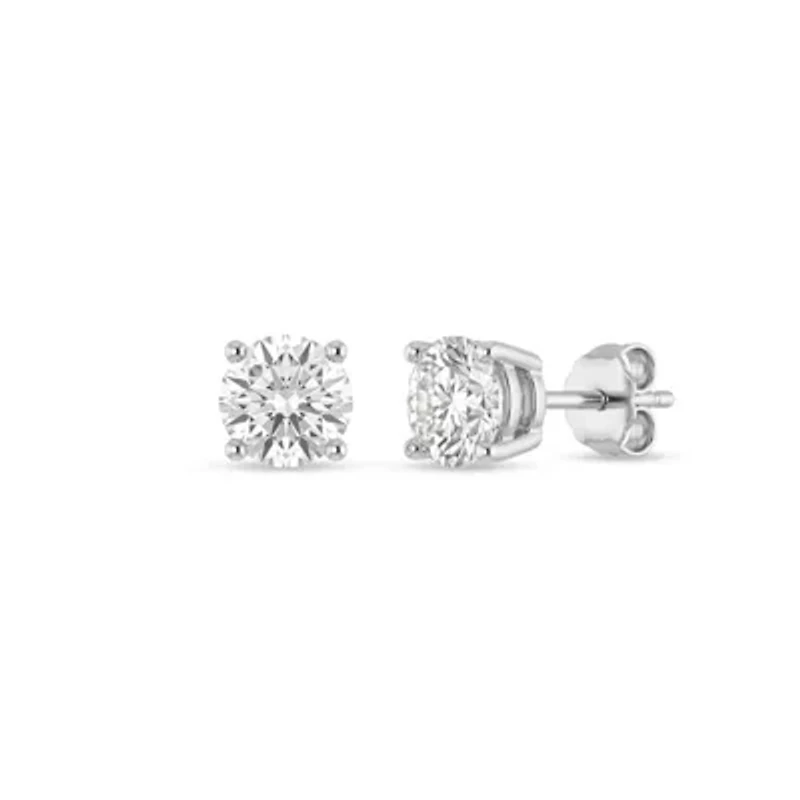 Lab Created Cttw Lab-Grown Diamond Solitaire Stud Earrings in 14K White Gold – IGI Certified