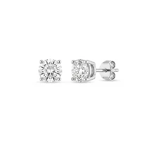 Lab Created Cttw Lab-Grown Diamond Solitaire Stud Earrings in 14K White Gold – IGI Certified