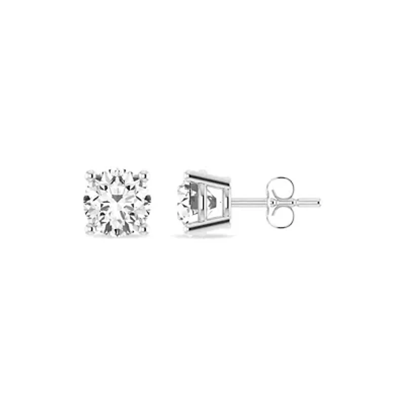 Lab Created 2 Cttw Lab-Grown Diamond Solitaire Stud Earrings in 14K White Gold – IGI Certified