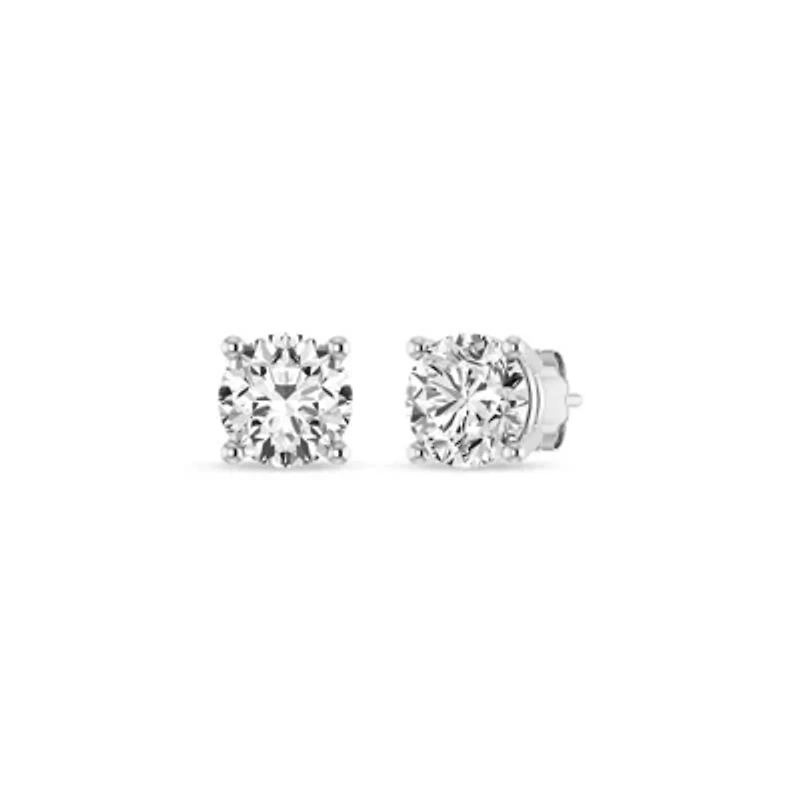 Lab Created 2 Cttw Lab-Grown Diamond Solitaire Stud Earrings in 14K White Gold – IGI Certified