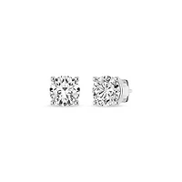 Lab Created 2 Cttw Lab-Grown Diamond Solitaire Stud Earrings in 14K White Gold – IGI Certified