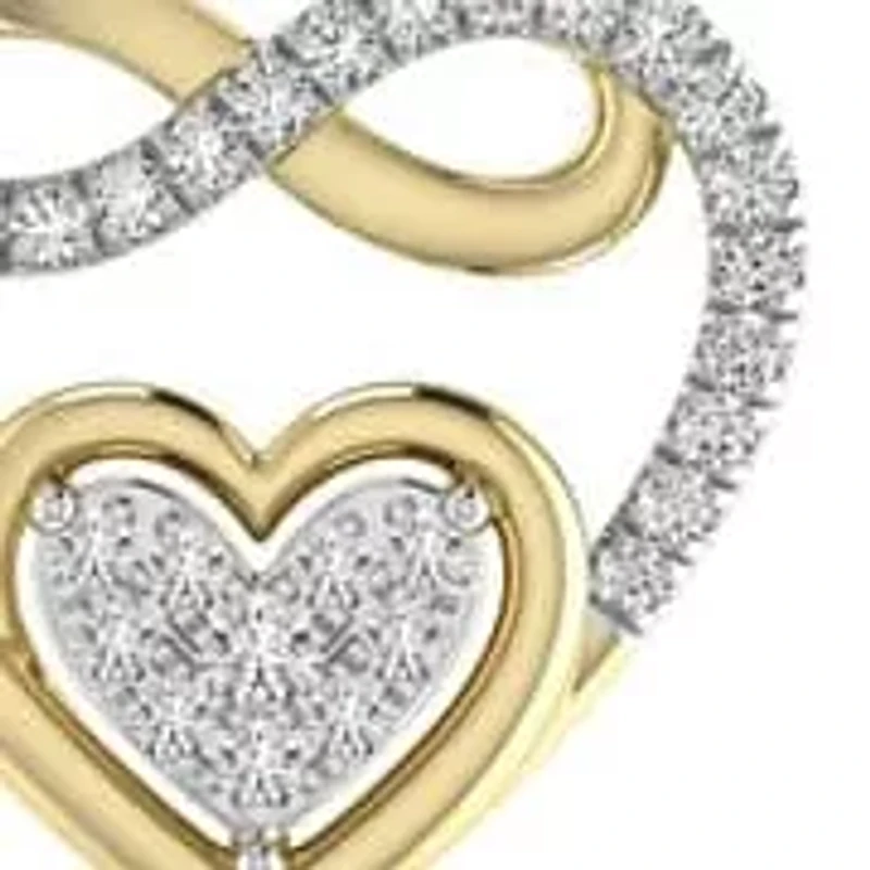 Heart with Infinity Style Earrings 1/4 Cttw Natural Diamond Stud Earrings in 925 Silver Yellow Plated