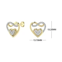 Heart with Infinity Style Earrings 1/4 Cttw Natural Diamond Stud Earrings in 925 Silver Yellow Plated
