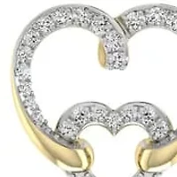 Double Heart Earrings 1/4 Cttw Natural Diamond Stud Earrings in 925 Silver Yellow Plated