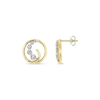 1/2 Cttw Natural Diamond Swirl Earrings Push Back Studs in 10K Yellow Gold