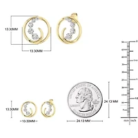 1/2 Cttw Natural Diamond Swirl Earrings Push Back Studs in 10K Yellow Gold