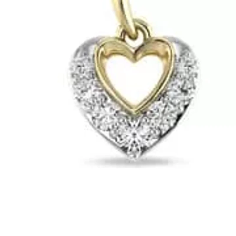 1/4 Cttw Natural Diamond Heart Shape Dangle Earrings with push back Studs in 10K Yellow Gold