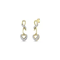 1/4 Cttw Natural Diamond Heart Shape Dangle Earrings with push back Studs in 10K Yellow Gold