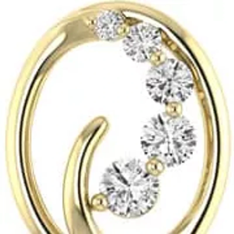 1/2 Cttw Natural Diamond Oval Shape Swirl Earrings Push Back Stud in 10K Yellow Gold