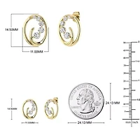 1/2 Cttw Natural Diamond Oval Shape Swirl Earrings Push Back Stud in 10K Yellow Gold