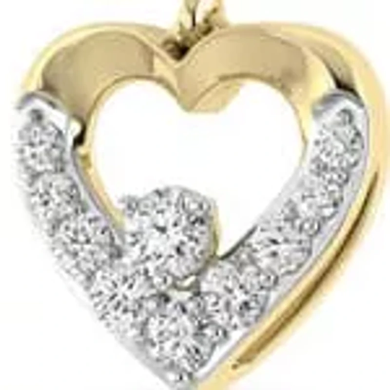 1/4 Cttw Natural Diamond Heart Shape Dangle Stud Earrings in 10K Yellow Gold