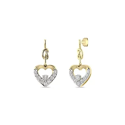 1/4 Cttw Natural Diamond Heart Shape Dangle Stud Earrings in 10K Yellow Gold
