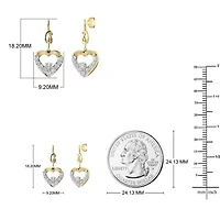 1/4 Cttw Natural Diamond Heart Shape Dangle Stud Earrings in 10K Yellow Gold