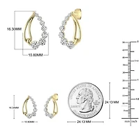 3/4.Cttw Round cut Natural Diamond Teardrop Shape Stud Earrings in 10K Yellow Gold