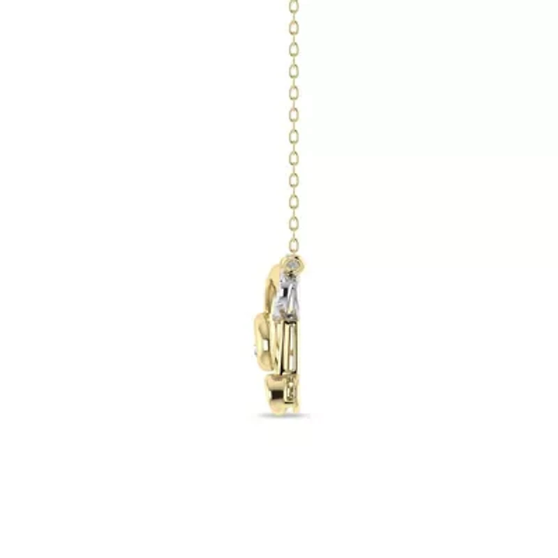 1/5 Cttw Natural Diamond Double Heart Pendant 18" Cable Chain 10K Yellow Gold