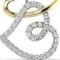 Double Heart Pendant Necklace 1/3 Cttw Natural Diamond Charm 18" Cable Chain in 10K Yellow Gold
