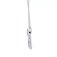 0.070 Ct.tw Natural Diamond MOM Letter Double Heart Shape pendant in 925 Sterling Silver