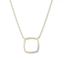 020 Cttw Natural Diamond Square Shape Pendant in 10K Yellow Gold