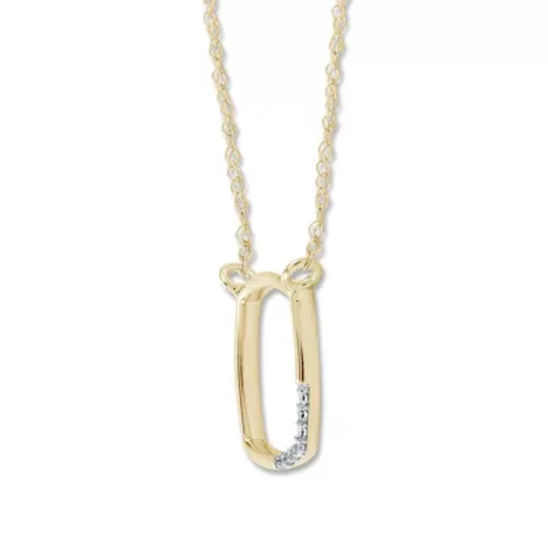 020 Cttw Natural Diamond Square Shape Pendant in 10K Yellow Gold