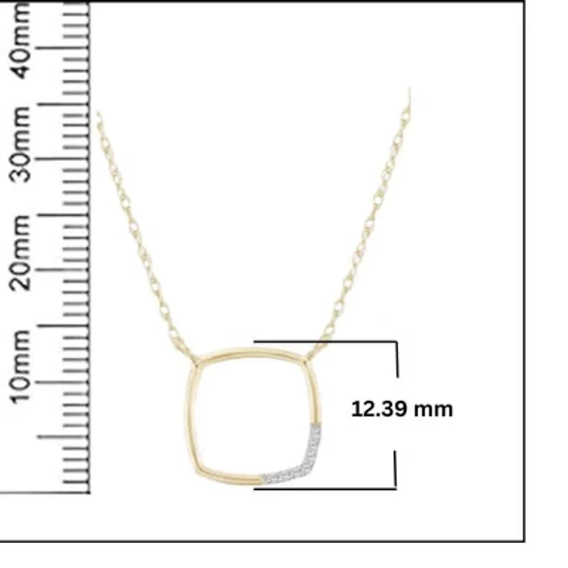 020 Cttw Natural Diamond Square Shape Pendant in 10K Yellow Gold