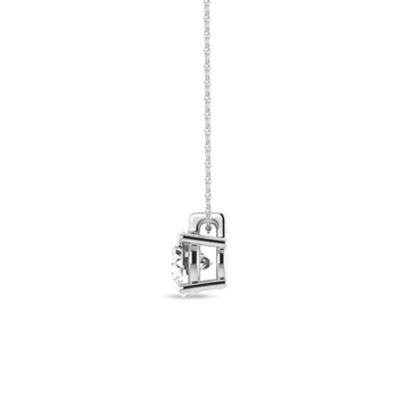 1/4 Ct.tw Round Cut Natural Diamond Solitaire Pendant with 18" Chain Necklace in 925 Sterling Silver