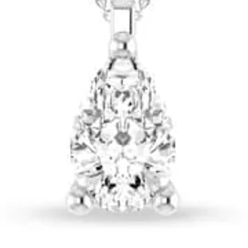1/4 Ct.tw Pear Cut Natural Diamond Solitaire Pendant Necklace with 18" inch Chain in 925 Sterling Silver