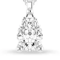 1/4 Ct.tw Pear Cut Natural Diamond Solitaire Pendant Necklace with 18" inch Chain in 925 Sterling Silver