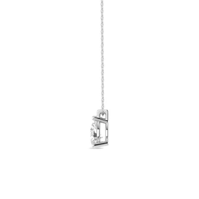 1/4 Ct.tw Pear Cut Natural Diamond Solitaire Pendant Necklace with 18" inch Chain in 925 Sterling Silver