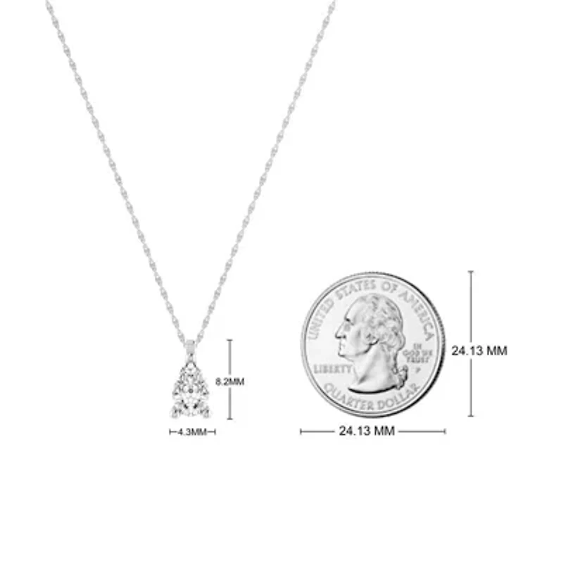 1/4 Ct.tw Pear Cut Natural Diamond Solitaire Pendant Necklace with 18" inch Chain in 925 Sterling Silver