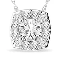 0.15 Ct.tw Round Cut Natural Diamond Halo Pendant Necklace with 18" inch Chain in 925 Sterling Silver