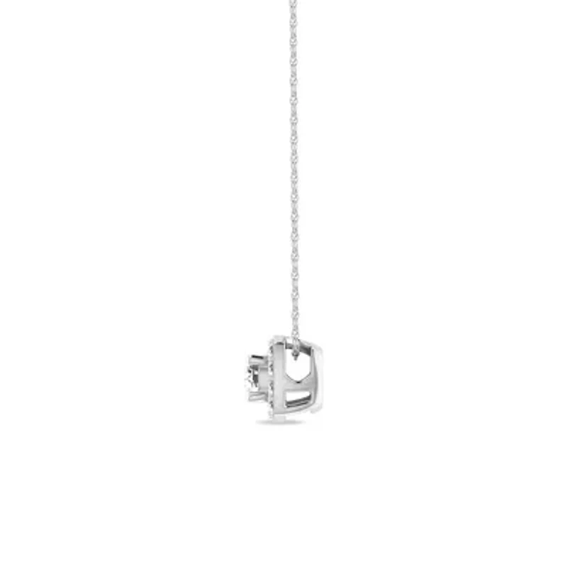 0.15 Ct.tw Round Cut Natural Diamond Halo Pendant Necklace with 18" inch Chain in 925 Sterling Silver