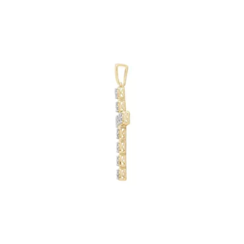 3/4 ct. tw. Natural Diamond Cross Pendant in 10K Yellow Gold