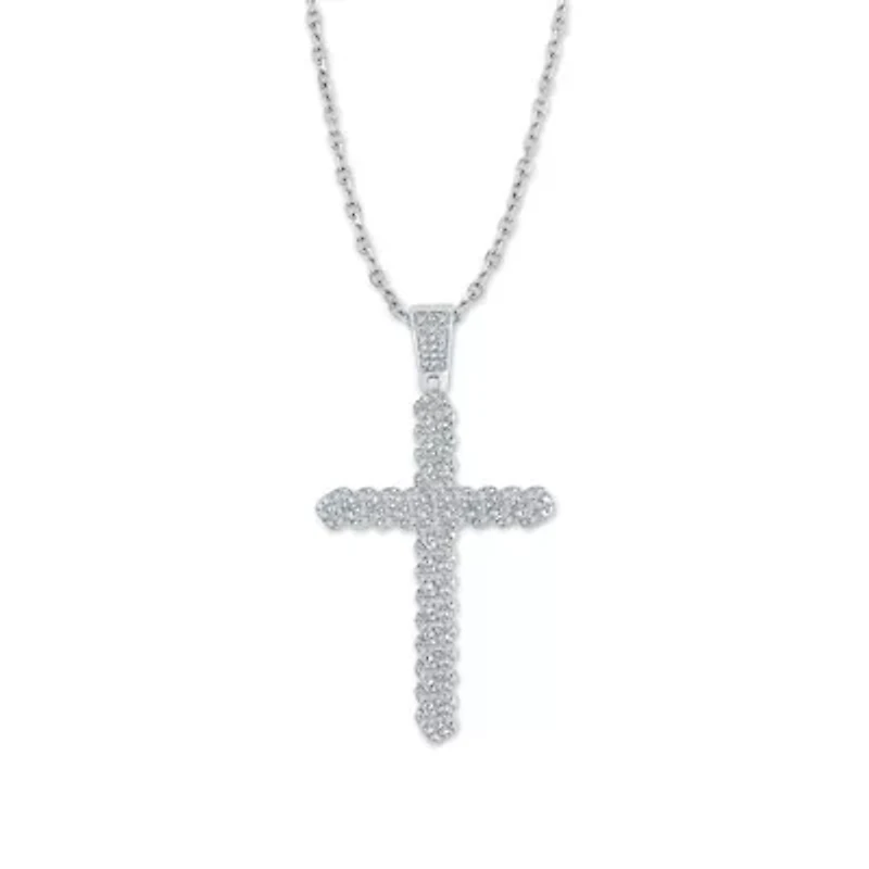 1/3 ct. tw. Natural Diamond Cross Pendant in 925 Sterling Silver