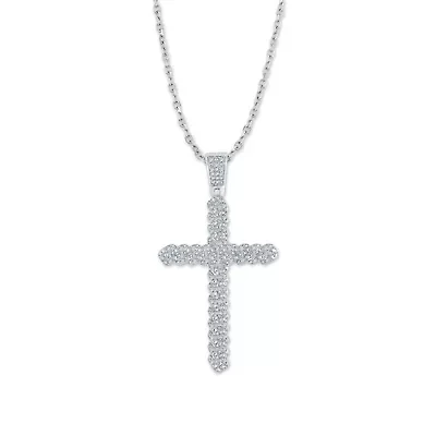 1/3 ct. tw. Natural Diamond Cross Pendant in 925 Sterling Silver