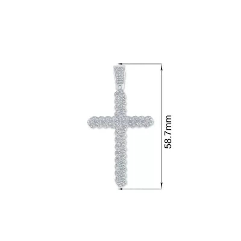 1/3 ct. tw. Natural Diamond Cross Pendant in 925 Sterling Silver