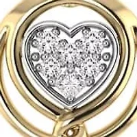 Love Heart Pendant 1/5 Cttw Natural Diamond with 18" Rope Chain 925 Silver Yellow Plated