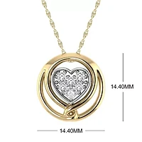 Love Heart Pendant 1/5 Cttw Natural Diamond with 18" Rope Chain 925 Silver Yellow Plated
