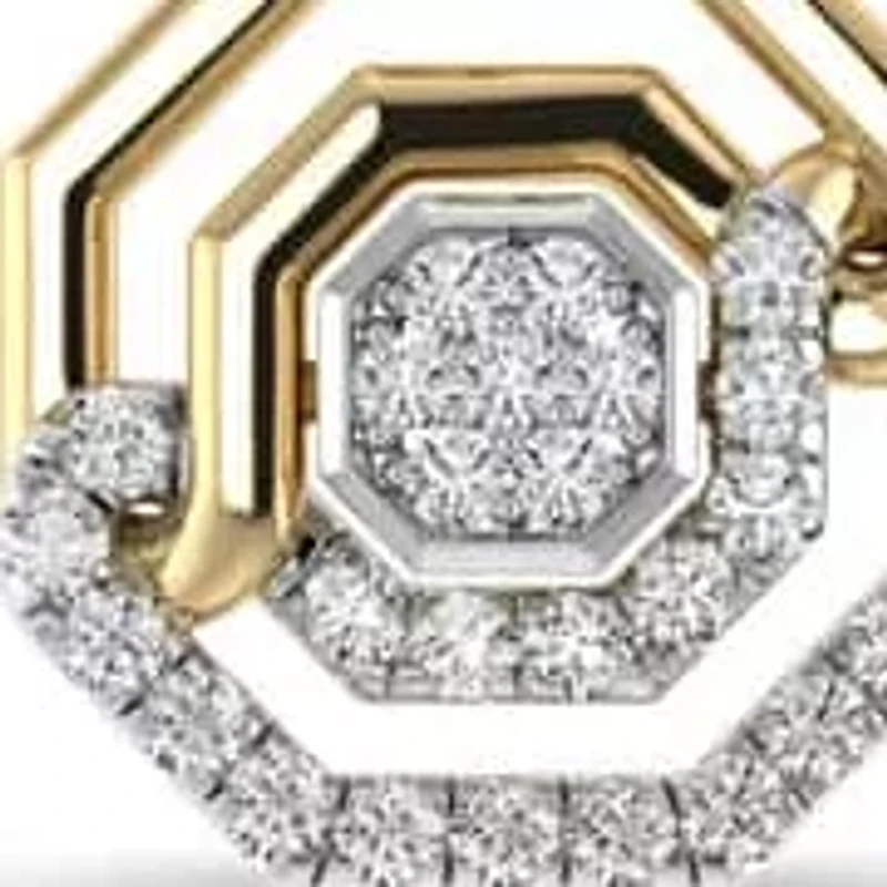 1/4 Cttw Natural Diamond Hexagon Shape Pendant with 18" Rope Chain in 925 Silver Yellow Plated