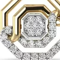 1/4 Cttw Natural Diamond Hexagon Shape Pendant with 18" Rope Chain in 925 Silver Yellow Plated