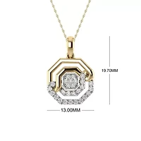 1/4 Cttw Natural Diamond Hexagon Shape Pendant with 18" Rope Chain in 925 Silver Yellow Plated