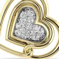 1/10 Ct.tw Natural Diamond Double Heart Pendant with 18" inch Chain Necklace in 925 Silver Yellow Plated