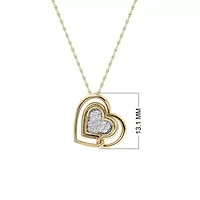 1/10 Ct.tw Natural Diamond Double Heart Pendant with 18" inch Chain Necklace in 925 Silver Yellow Plated