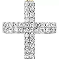 Lab Created 1/2 Cttw Round Cut Lab-Grown Diamond Cross Pendant in 14K Yellow Gold