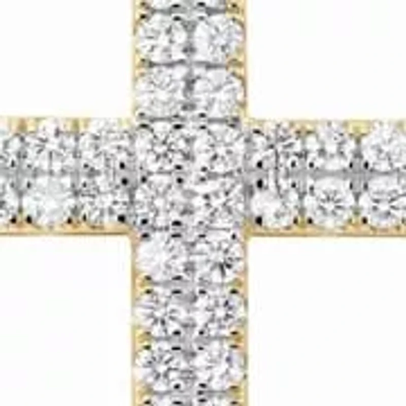 Lab Created 1/2 Cttw Round Cut Lab-Grown Diamond Cross Pendant in 14K Yellow Gold