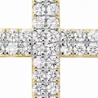 Lab Created 1/2 Cttw Round Cut Lab-Grown Diamond Cross Pendant in 14K Yellow Gold