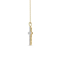 Lab Created 1/2 Cttw Round Cut Lab-Grown Diamond Cross Pendant in 14K Yellow Gold