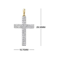 Lab Created 1/2 Cttw Round Cut Lab-Grown Diamond Cross Pendant in 14K Yellow Gold