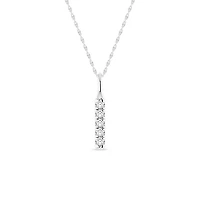 0.07 Ct.tw Round Cut Natural Diamond Minimalist Bar Shape Pendant for Womens with 18" inch Chain in 925 Sterling Silver
