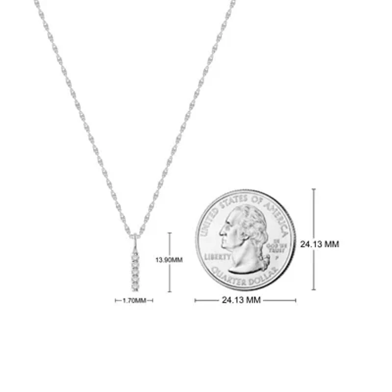 0.07 Ct.tw Round Cut Natural Diamond Minimalist Bar Shape Pendant for Womens with 18" inch Chain in 925 Sterling Silver