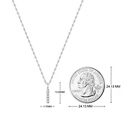 0.07 Ct.tw Round Cut Natural Diamond Minimalist Bar Shape Pendant for Womens with 18" inch Chain in 925 Sterling Silver